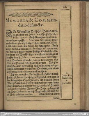 Lebenslauf : Memoria & Commendatio defunctae