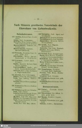Häuserbuch : Nach Strassen geordnetes Verzeichnis der Einwohner von Liebertwolkwitz