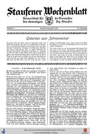 81. Jg: Staufener Wochenblatt (1921 bis 1934 als Staufener Tagblatt)