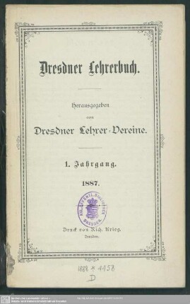 1.1887: Dresdner Lehrerbuch