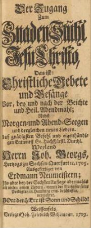 Der Zugang Zum Gnaden-Stuhl Jesu Christo