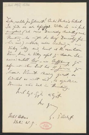 Brief an Ludwig Strecker  und B. Schott's Söhne : 30.09.1907