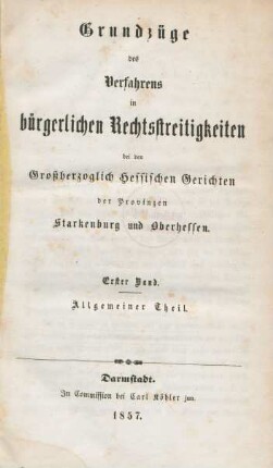 Bd. 1: Allgemeiner Theil