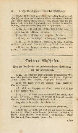 Dritter Abschnitt. Von der Aussprache der zusammengesetzten Selbstlauter und der Doppellauter