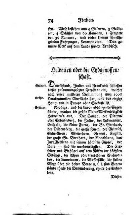 Helvetien oder die Eydgenossenschaft