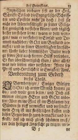 Vorbereitung zum Gebeth dieses Theils