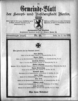 1916,21: Nr. 21, 21. Mai 1916