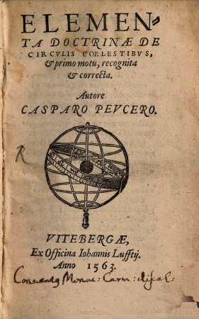 Elementa doctrinae de circulis coelestibus, et primo motu