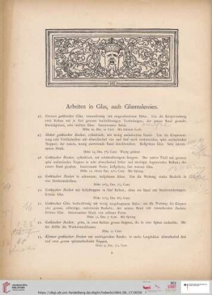 Arbeiten in Glas, auch Glasmalereien (Nr. 45 - 115)