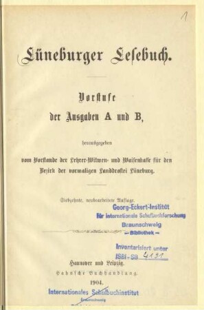 Lüneburger Lesebuch : Vorstufe der Ausgaben A und B