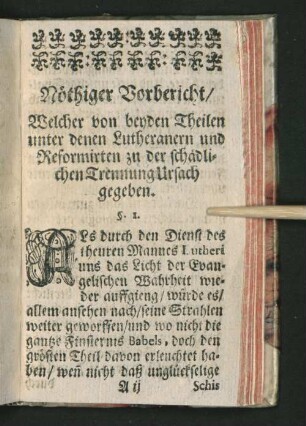 Nöthiger Vorbericht/ ...