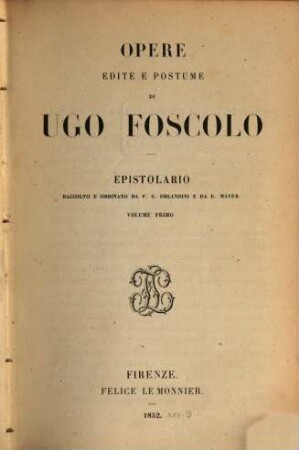 Opere edite e postume, 6. Epistolario ; 1