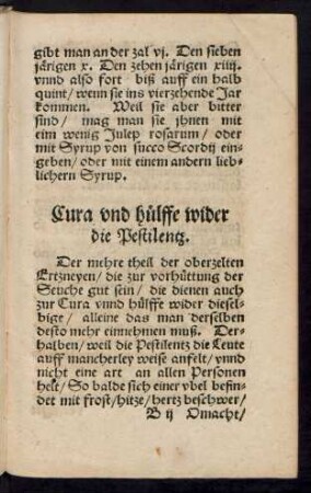 Cura und hülffe wider die Pestilentz.