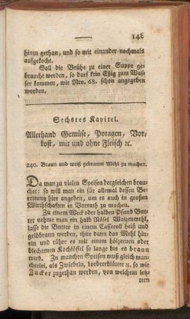 Sechstes Kapitel. Allerhand Gemüse, Potagen, Vorkost, mit und ohne Fleisch &c.