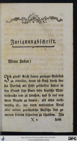 Zueignungsschrift.