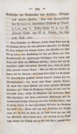 303-307 [Rezension] Grégoire, Henri, Geschichte der Beichtväter von Kaisern, Königen und anderen Fürsten