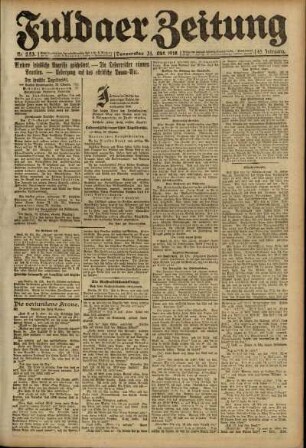Erste Ausgabe vom Donnerstag, den 31. Oktober 1918.