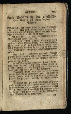 Letzte Unterredung des unglücklichen Wasers mit seinen beyden Söhnen