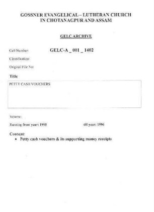 PETTY CASH VOUCHERS