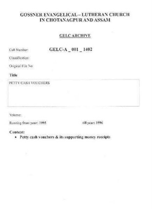 PETTY CASH VOUCHERS