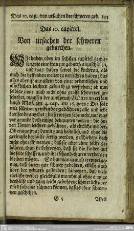 Das 10. capittel. Von Ursachen der schweren geburthen