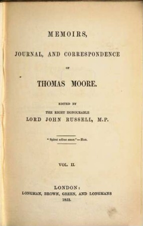 Memoirs, journal, and correspondence of Thomas Moore. 2, Letters, 1814-1818