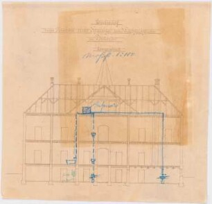 Kranken- und Siechenhaus, Brüssow Gültiger Ausführungsentwurf: Wasserversorgung, Längsschnitt 1:100