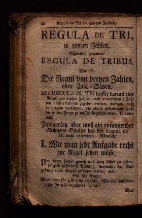 Regula de Tri, in ganzen Zahlen.