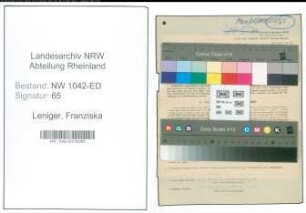 Entnazifizierung Franziska Leniger , geb. 07.08.1920 (Lehrerin)