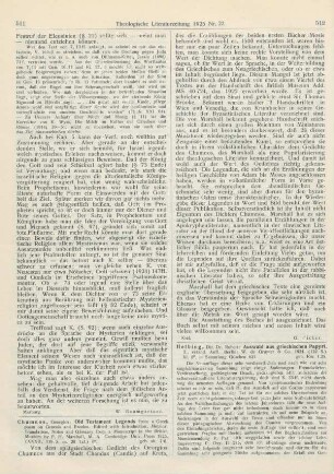511-512 [Rezension] Chumnos, Georgios, Old Testament Legends from a Greek poem on Genesis and Exodus