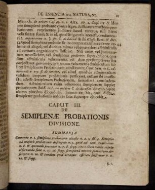 Caput III. De Semiplenæ Probationis Divisione.