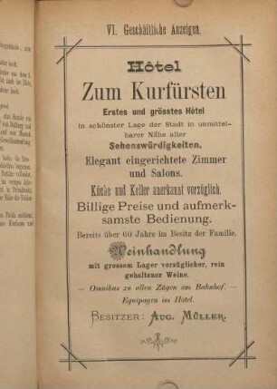VI. Geschäftliche Anzeigen