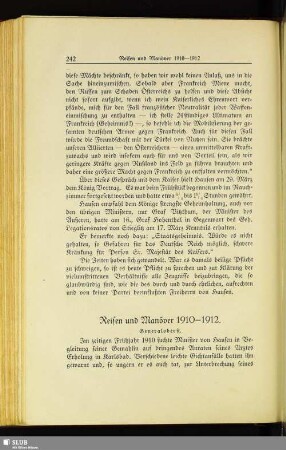 Reisen und Manöver 1910–1912