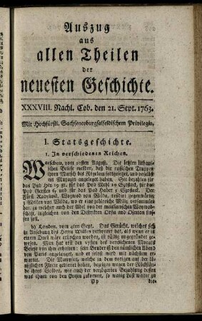 XXXVIII. Nachl. Cob. den 21. Sept. 1763.