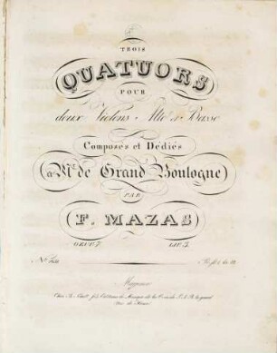 Trois quatuors : pour 2 violons, alto et basse ; oeuv. 7, 3