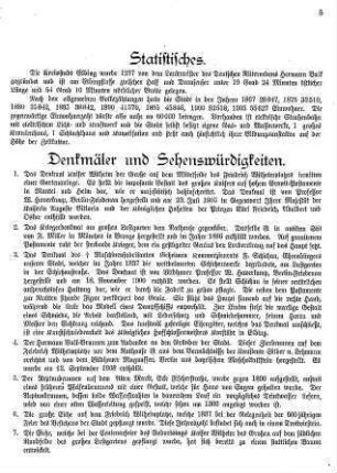 Statistisches/Denkmäler und Sehenswürdigkeiten