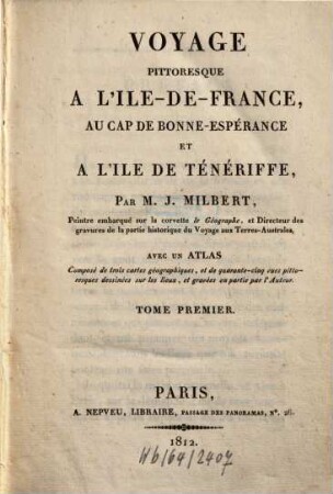 Voyage pittoresque à l'Ile de France et de Teneriffe, 1