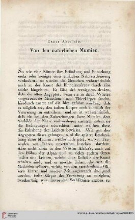 Erster Abschnitt: Von den natürlichen Mumien