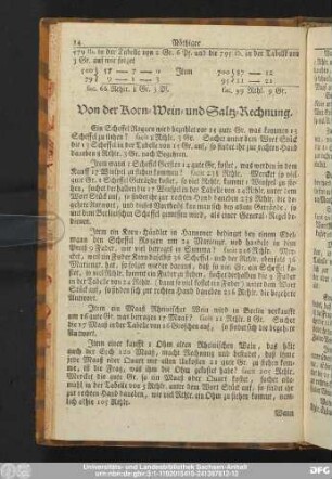 Von der Korn- Wein- und Saltz-Rechnung.