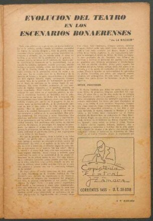 Evolución del teatro en los escenarios bonaerenses : "De La Nación"