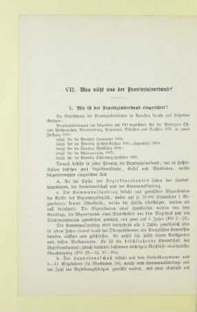 VII. Was nützt uns der Provinzialverband?