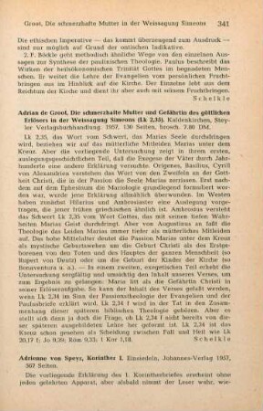 341-342 [Rezension] Speyr, Adrienne von, Korinther I