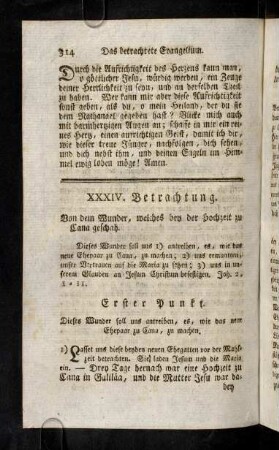 314-323, XXXIV. Betrachtung. Von dem Wunder, welches bey der Hochzeit zu Cana geschah.