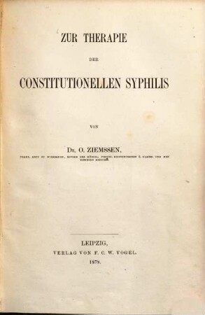 Zur Therapie der constitutionellen Syphilis