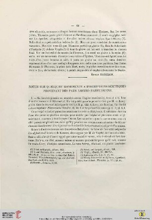 Notes sur quelques monuments à inscriptions sémitiques provenant des pays Assyro-Babyloniens
