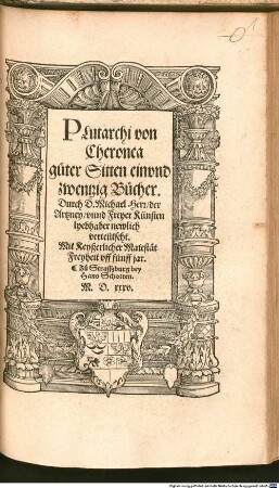 Plutarchus : i.e. Moralische Abhandlungen Guter Sitten ; 21 Bücher