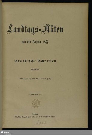 1893/94: Landtags-Akten / Ständische Schriften