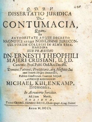 Dissertatio Juridica De Contumacia