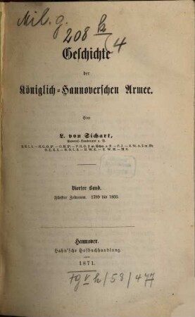 Geschichte der Königlich-Hannoverschen Armee, 4. Band. Fünfter Zeitraum, 1789 bis 1803
