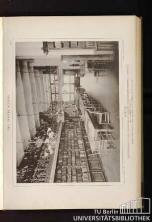 Der Innere Ausbau. Tafel 143. Berlin. Bibliothekssaal in der 1. Etage der Nicolaischen Buchhandlung (Borstell & Reimarus) Dorotheenstrasse 75.